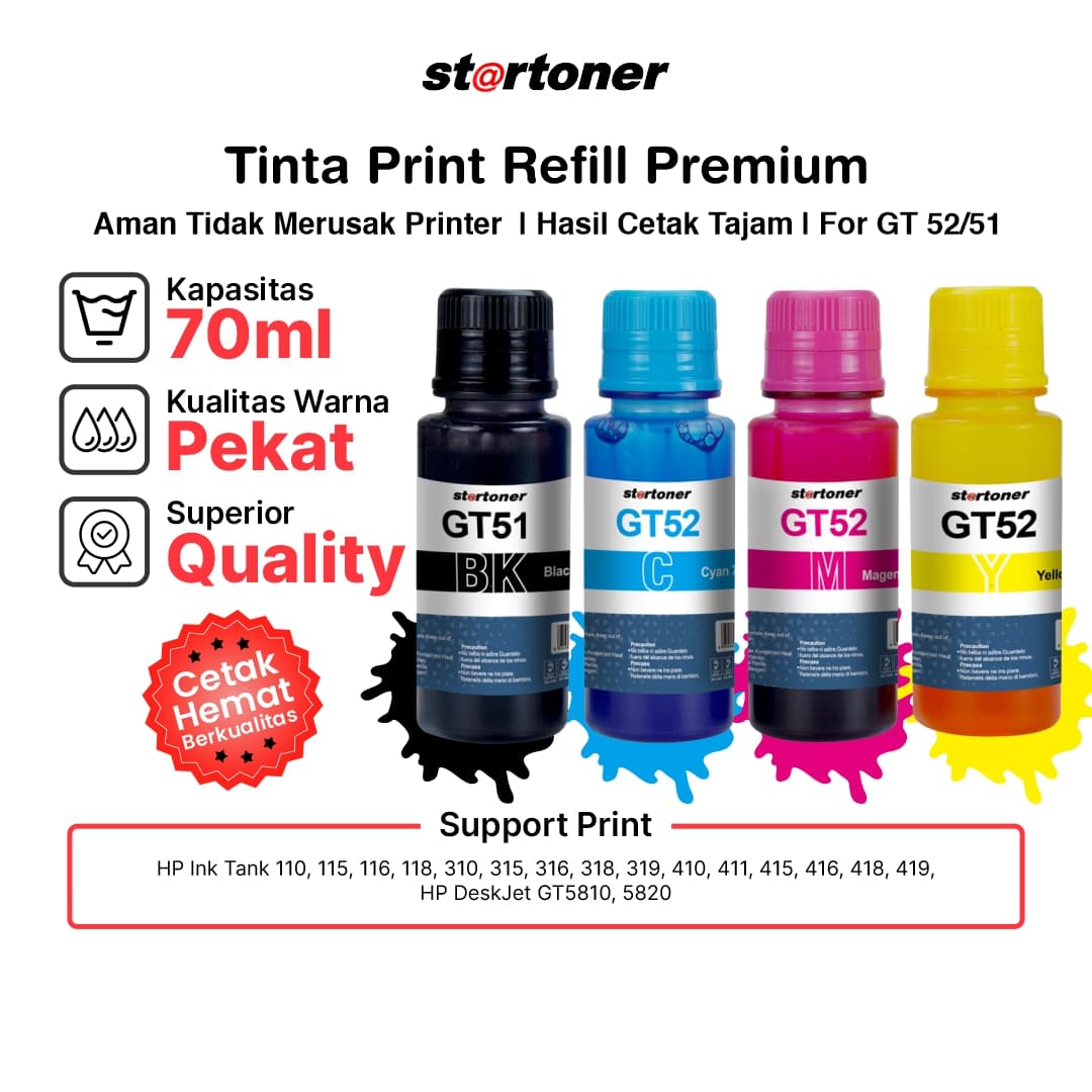 Toner printer Tinta Printer HP Ink Tank Startoner GT51 Ink For HP kompatibel HP